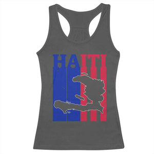 Vintage Retro Map of Haiti Racerback Tank Top Haitian Heritage Pride Travel Souvenir TS02 Dark Heather Print Your Wear