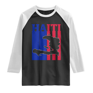 Vintage Retro Map of Haiti Raglan Shirt Haitian Heritage Pride Travel Souvenir TS02 Black White Print Your Wear