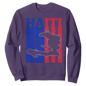 Vintage Retro Map of Haiti Sweatshirt Haitian Heritage Pride Travel Souvenir TS02 Purple Print Your Wear