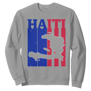 Vintage Retro Map of Haiti Sweatshirt Haitian Heritage Pride Travel Souvenir TS02 Sport Gray Print Your Wear