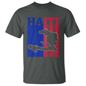 Vintage Retro Map of Haiti T Shirt Haitian Heritage Pride Travel Souvenir TS02 Dark Heather Print Your Wear