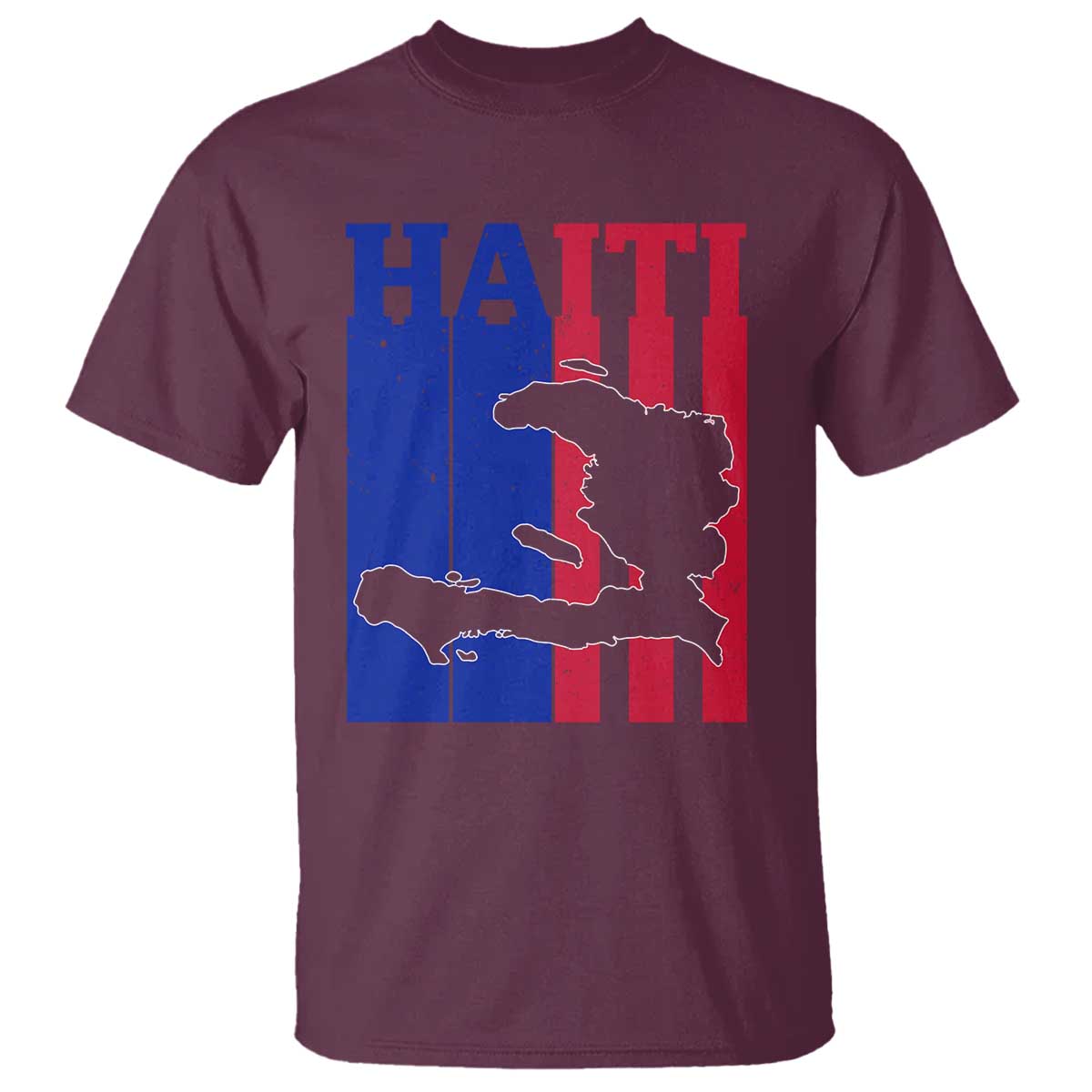 Vintage Retro Map of Haiti T Shirt Haitian Heritage Pride Travel Souvenir TS02 Maroon Print Your Wear