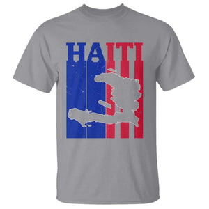 Vintage Retro Map of Haiti T Shirt Haitian Heritage Pride Travel Souvenir TS02 Sport Gray Print Your Wear