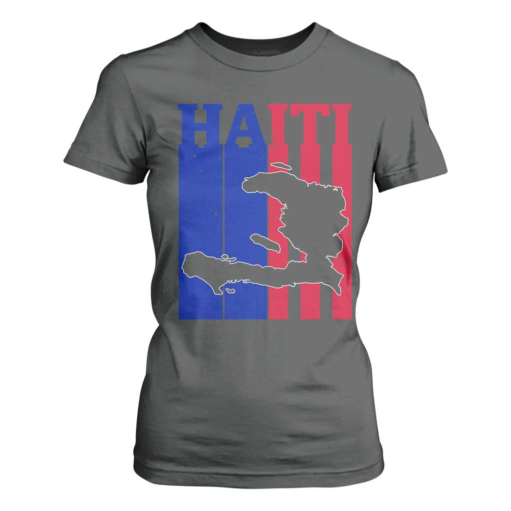 Vintage Retro Map of Haiti T Shirt For Women Haitian Heritage Pride Travel Souvenir TS02 Dark Heather Print Your Wear
