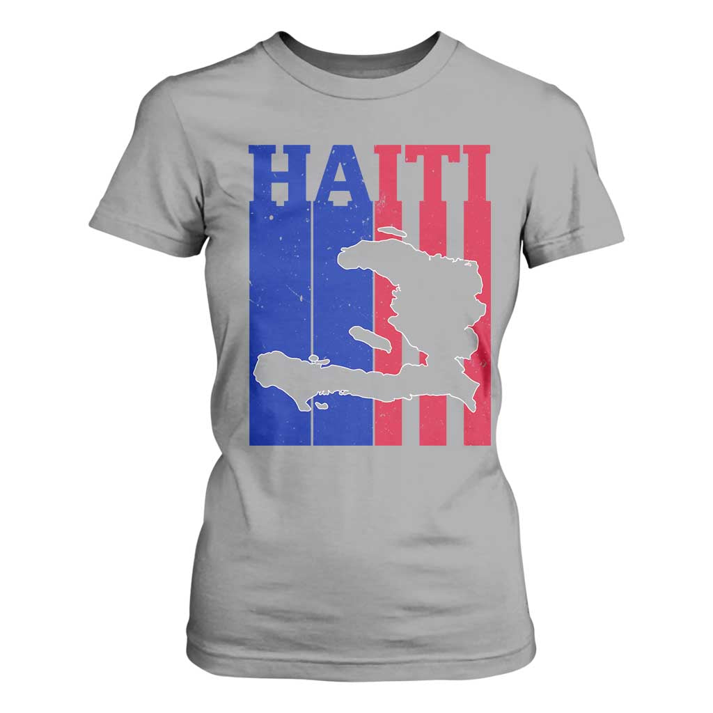 Vintage Retro Map of Haiti T Shirt For Women Haitian Heritage Pride Travel Souvenir TS02 Sport Gray Print Your Wear