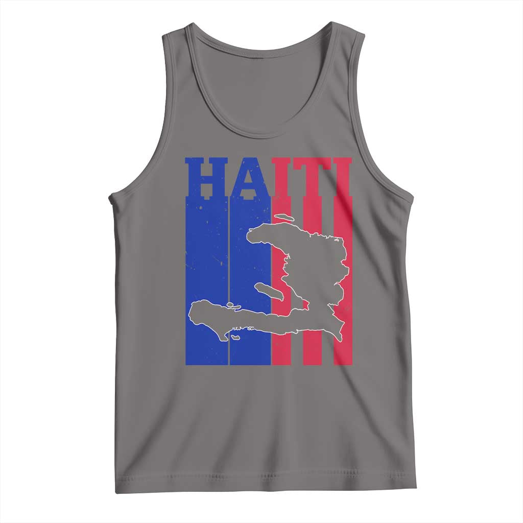 Vintage Retro Map of Haiti Tank Top Haitian Heritage Pride Travel Souvenir TS02 Deep Heather Print Your Wear
