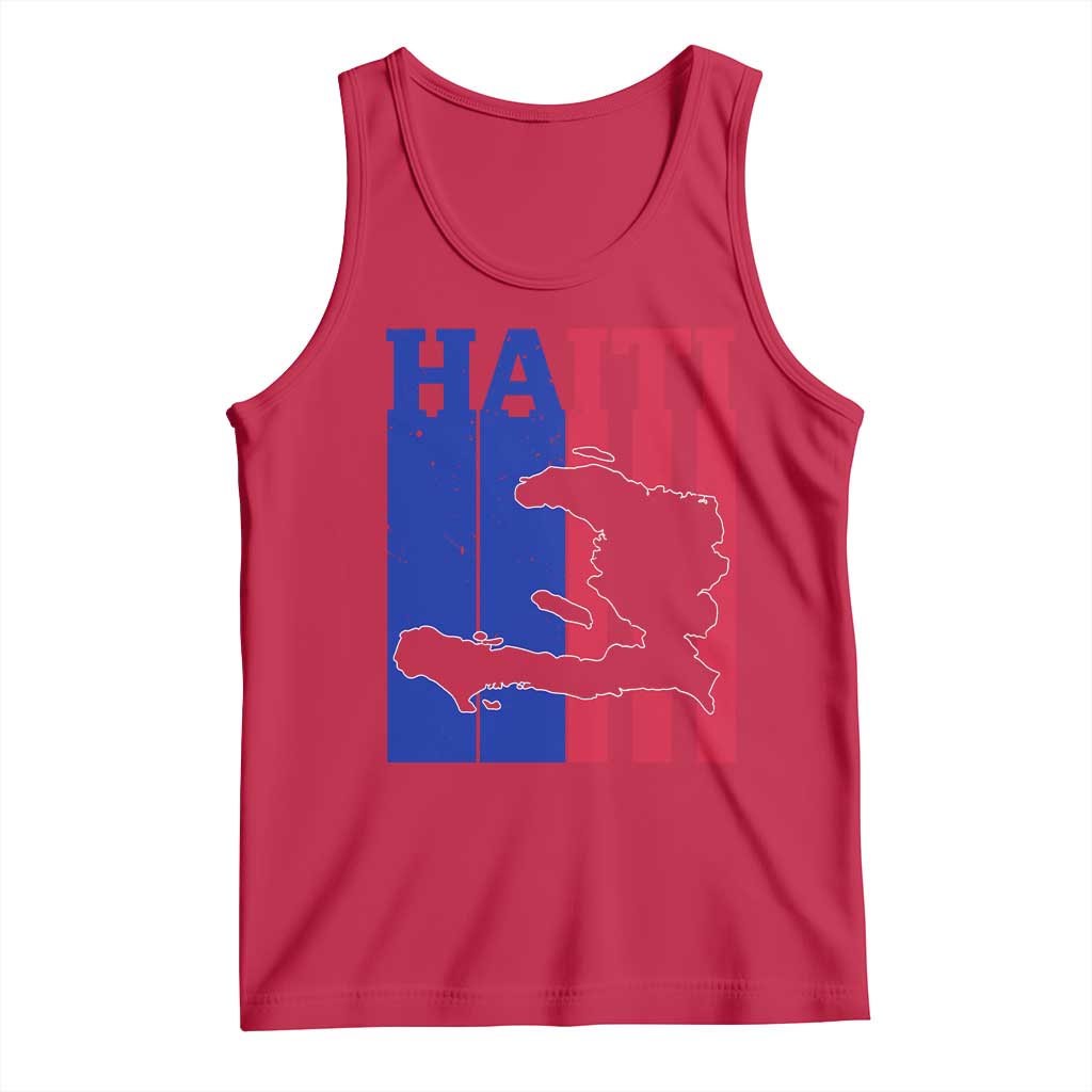 Vintage Retro Map of Haiti Tank Top Haitian Heritage Pride Travel Souvenir TS02 Red Print Your Wear