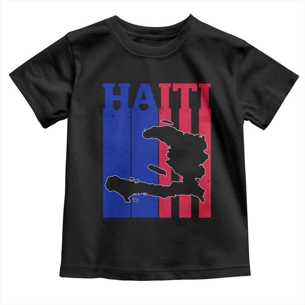 Vintage Retro Map of Haiti Toddler T Shirt Haitian Heritage Pride Travel Souvenir TS02 Black Print Your Wear
