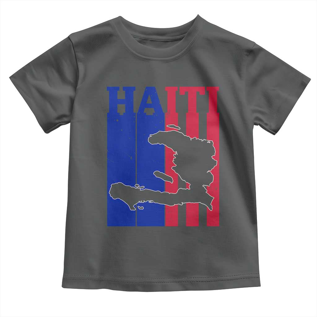Vintage Retro Map of Haiti Toddler T Shirt Haitian Heritage Pride Travel Souvenir TS02 Dark Heather Print Your Wear