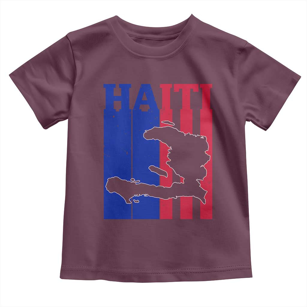 Vintage Retro Map of Haiti Toddler T Shirt Haitian Heritage Pride Travel Souvenir TS02 Maroon Print Your Wear