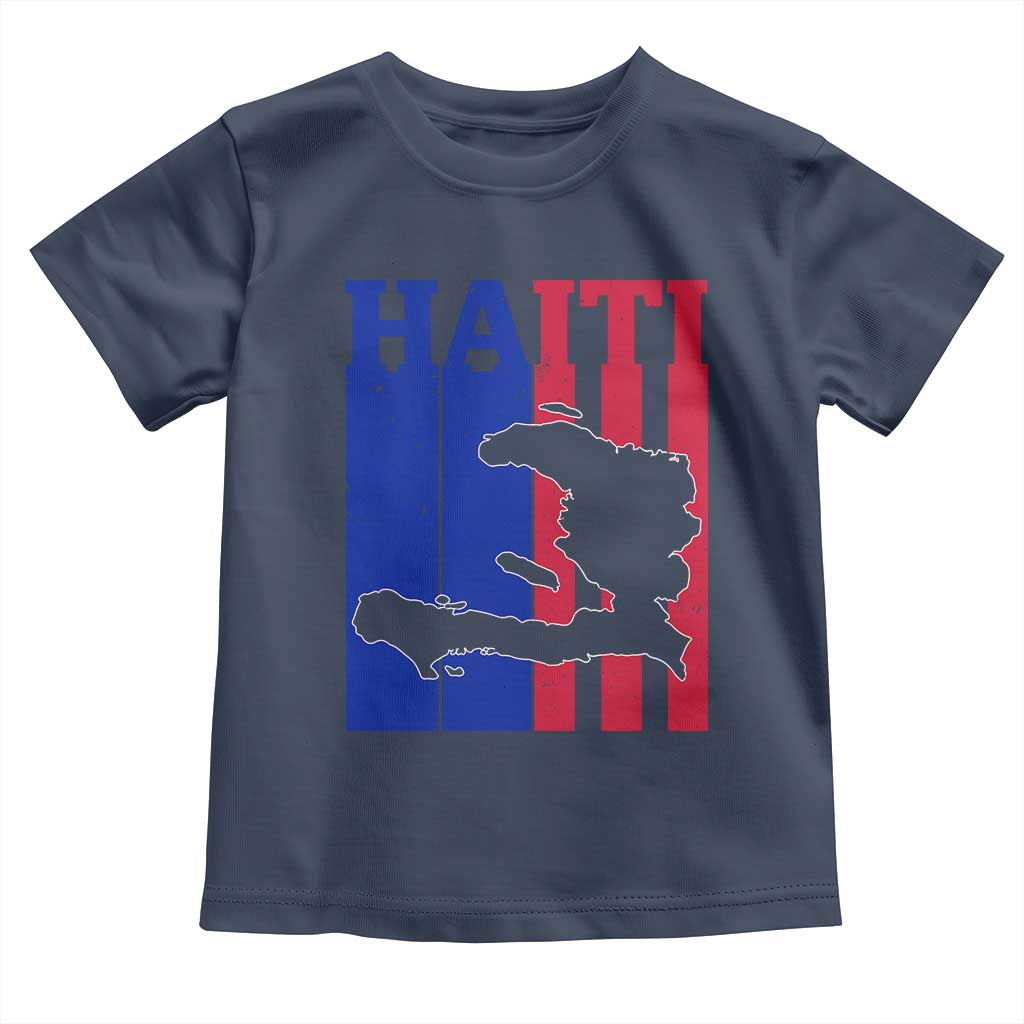 Vintage Retro Map of Haiti Toddler T Shirt Haitian Heritage Pride Travel Souvenir TS02 Navy Print Your Wear