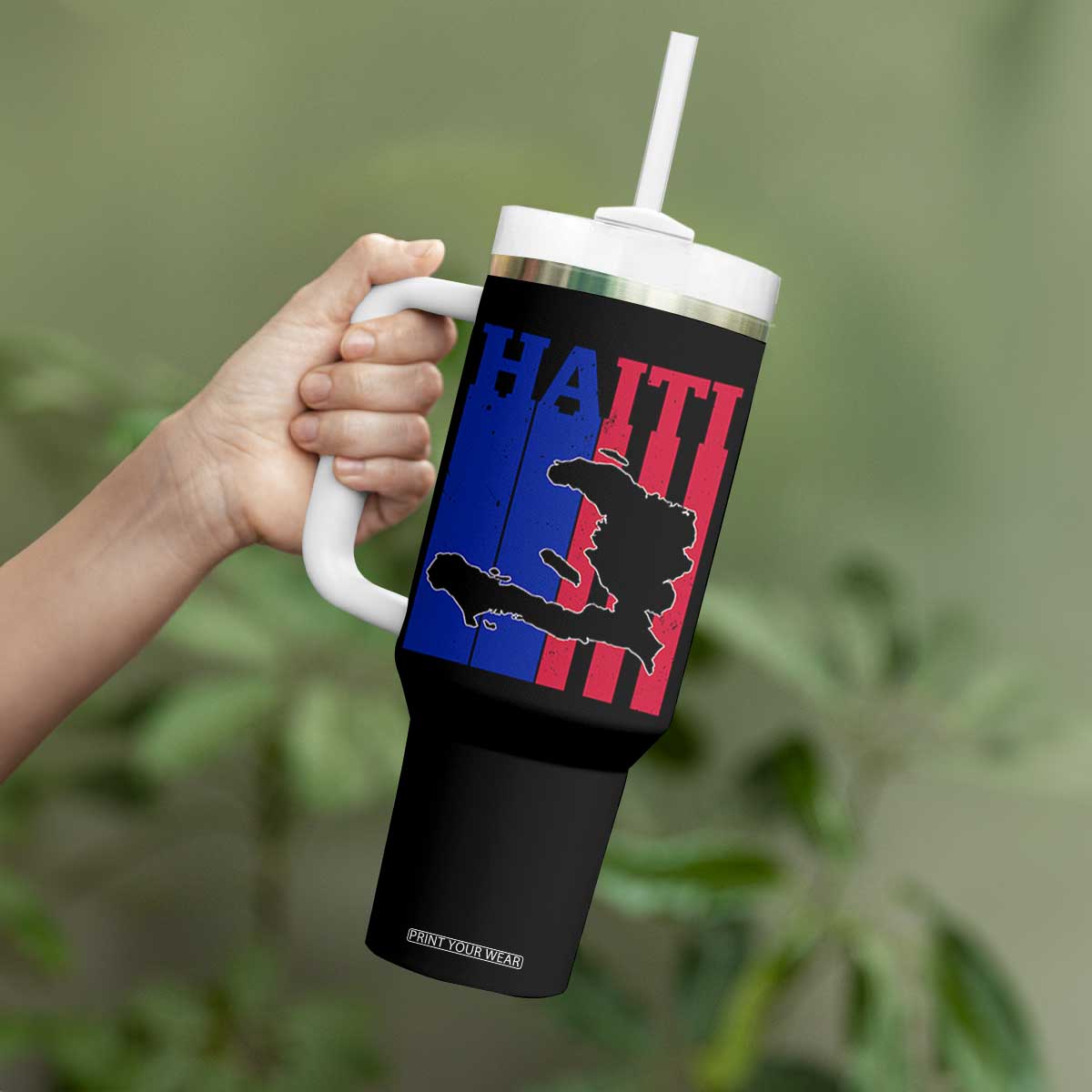 Vintage Retro Map of Haiti Tumbler With Handle Haitian Heritage Pride Travel Souvenir TS02 Print Your Wear