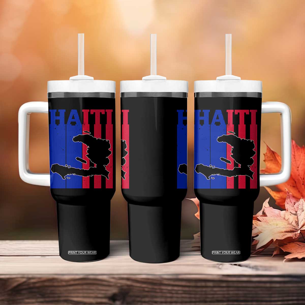 Vintage Retro Map of Haiti Tumbler With Handle Haitian Heritage Pride Travel Souvenir TS02 Print Your Wear