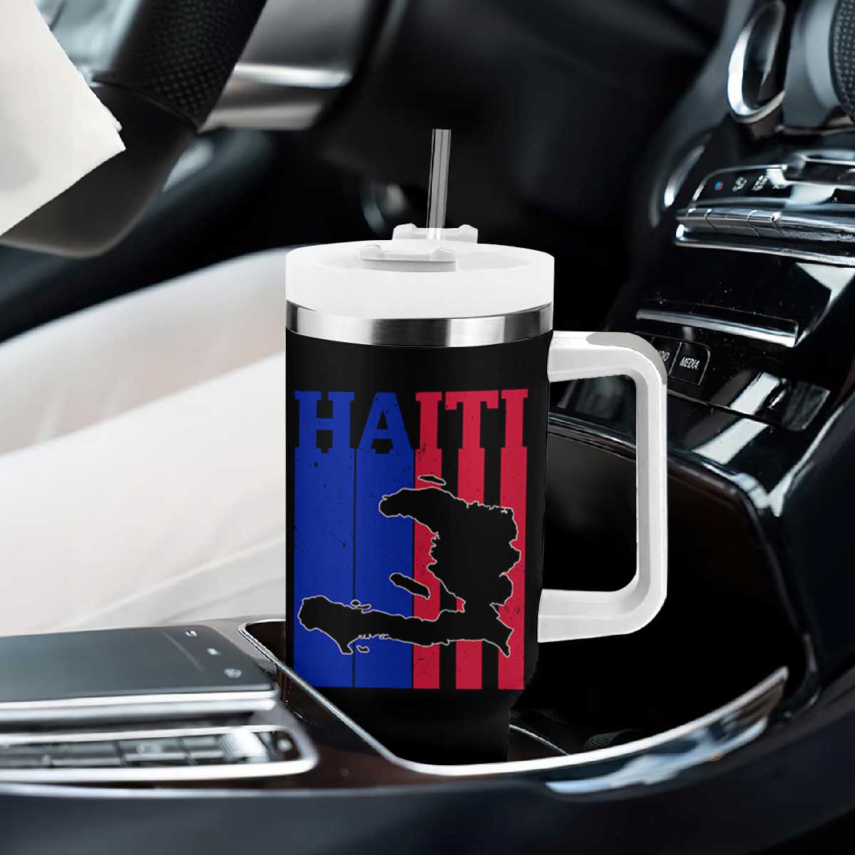 Vintage Retro Map of Haiti Tumbler With Handle Haitian Heritage Pride Travel Souvenir TS02 Print Your Wear