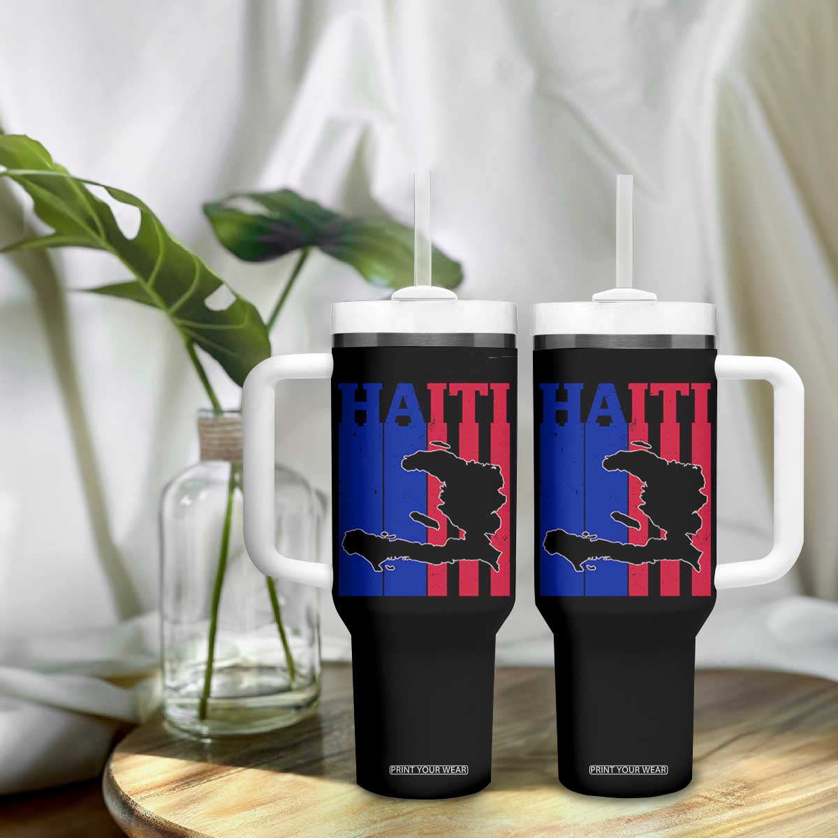 Vintage Retro Map of Haiti Tumbler With Handle Haitian Heritage Pride Travel Souvenir TS02 Print Your Wear