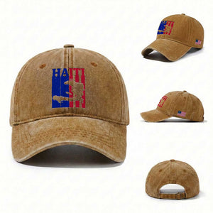 Vintage Retro Map of Haiti Washed Cotton Baseball Cap Haitian Heritage Pride Travel Souvenir TS02 Washed Cap Universal Fit Yellow Ochre Print Your Wear