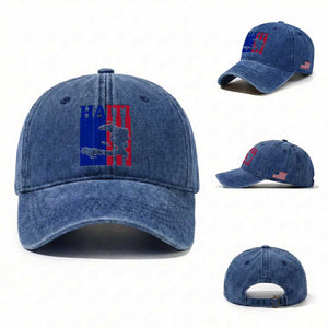 Vintage Retro Map of Haiti Washed Cotton Baseball Cap Haitian Heritage Pride Travel Souvenir TS02 Washed Cap Universal Fit Royal Blue Print Your Wear