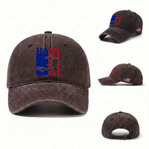 Vintage Retro Map of Haiti Washed Cotton Baseball Cap Haitian Heritage Pride Travel Souvenir TS02 Washed Cap Universal Fit Dark Brown Print Your Wear