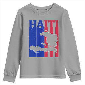 Vintage Retro Map of Haiti Youth Sweatshirt Haitian Heritage Pride Travel Souvenir TS02 Sport Gray Print Your Wear