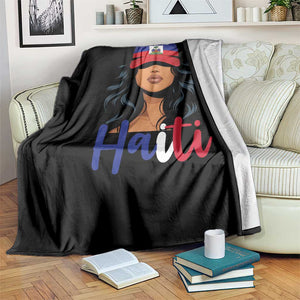 Beautiful Haitian Girl in Flag Baseball Cap Throw Blanket Haiti Heritage Pride TS02 Print Your Wear
