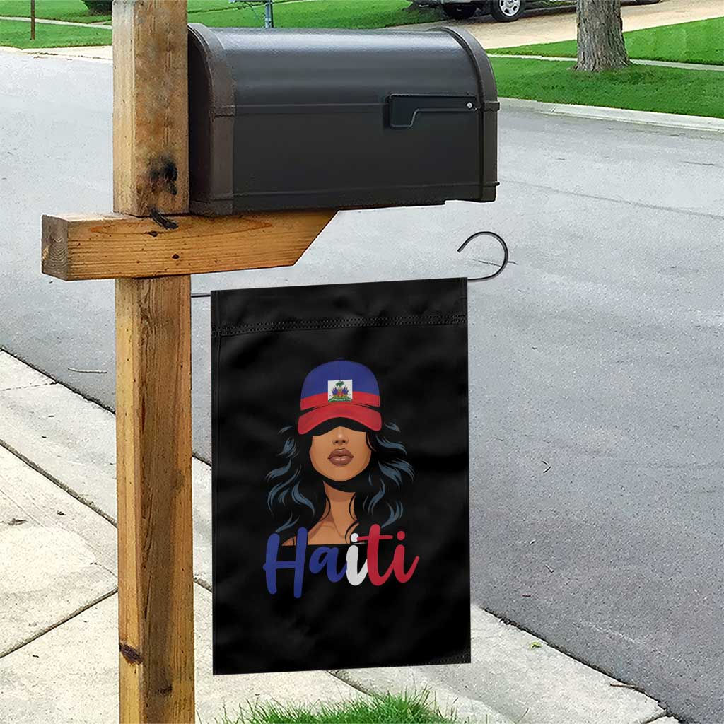Beautiful Haitian Girl in Flag Baseball Cap Garden Flag Haiti Heritage Pride TS02 Print Your Wear