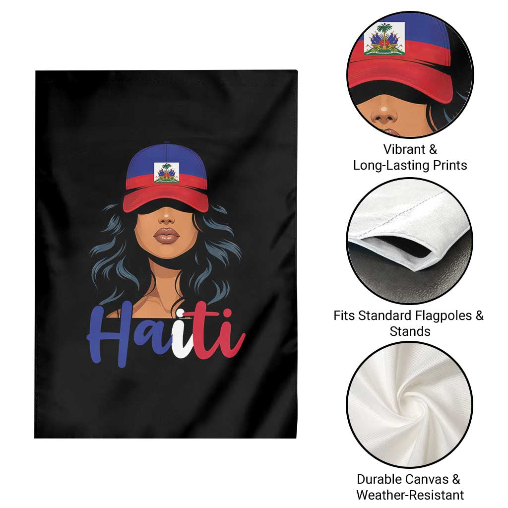 Beautiful Haitian Girl in Flag Baseball Cap Garden Flag Haiti Heritage Pride TS02 Print Your Wear