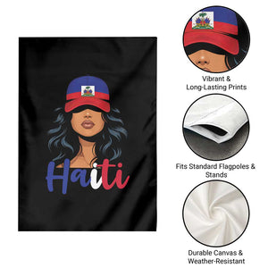 Beautiful Haitian Girl in Flag Baseball Cap Garden Flag Haiti Heritage Pride TS02 Print Your Wear