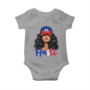 Beautiful Haitian Girl in Flag Baseball Cap Baby Onesie Haiti Heritage Pride TS02 Sport Gray Print Your Wear