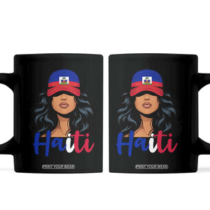 Beautiful Haitian Girl in Flag Baseball Cap Coffee Mug Haiti Heritage Pride TS02 Black Print Your Wear