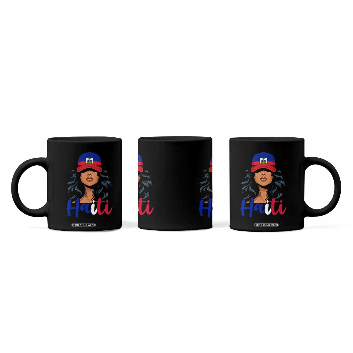 Beautiful Haitian Girl in Flag Baseball Cap Coffee Mug Haiti Heritage Pride TS02 Print Your Wear