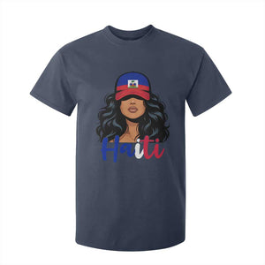 Beautiful Haitian Girl in Flag Baseball Cap T Shirt For Kid Haiti Heritage Pride TS02 Navy Print Your Wear