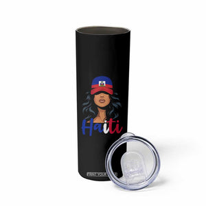 Beautiful Haitian Girl in Flag Baseball Cap Skinny Tumbler Haiti Heritage Pride TS02 Print Your Wear