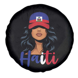 Beautiful Haitian Girl in Flag Baseball Cap Spare Tire Cover Haiti Heritage Pride TS02 Print Your Wear