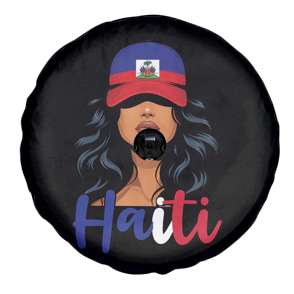Beautiful Haitian Girl in Flag Baseball Cap Spare Tire Cover Haiti Heritage Pride TS02 Print Your Wear