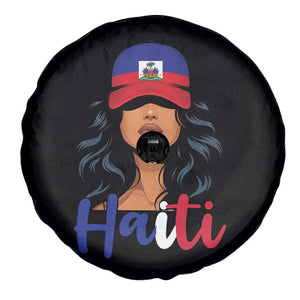 Beautiful Haitian Girl in Flag Baseball Cap Spare Tire Cover Haiti Heritage Pride TS02 Print Your Wear