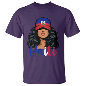 Beautiful Haitian Girl in Flag Baseball Cap T Shirt Haiti Heritage Pride TS02 Purple Print Your Wear
