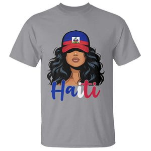Beautiful Haitian Girl in Flag Baseball Cap T Shirt Haiti Heritage Pride TS02 Sport Gray Print Your Wear