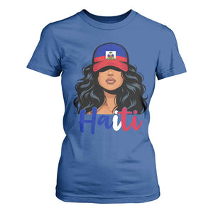 Beautiful Haitian Girl in Flag Baseball Cap T Shirt For Women Haiti Heritage Pride TS02 Royal Blue Print Your Wear
