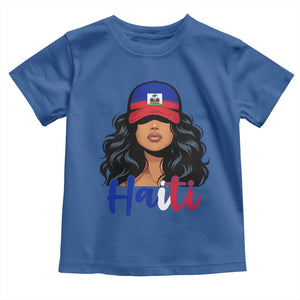 Beautiful Haitian Girl in Flag Baseball Cap Toddler T Shirt Haiti Heritage Pride TS02 Royal Blue Print Your Wear