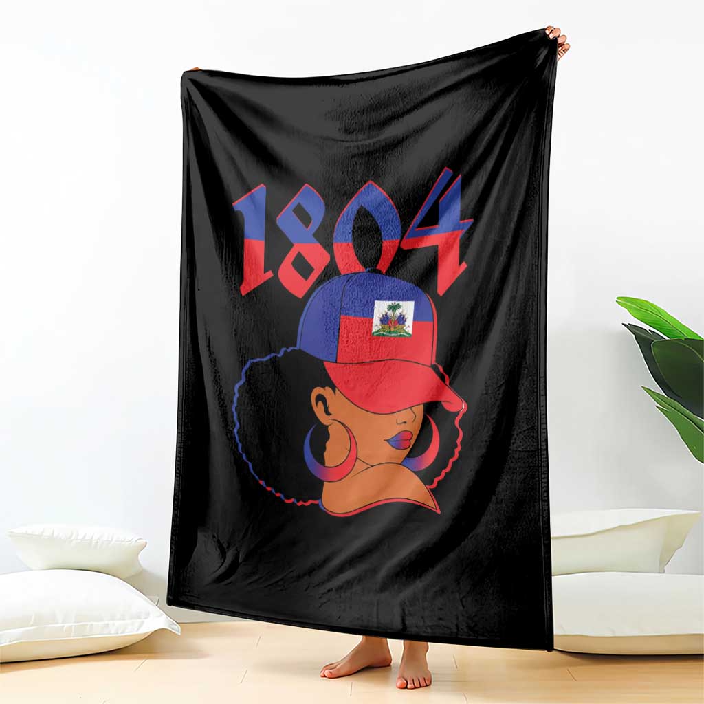 Haiti 1804 Curly Afro Queen Hoop Earrings Style Graphic Throw Blanket Haitian Heritage Pride TS02 Print Your Wear