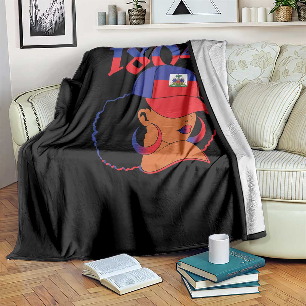 Haiti 1804 Curly Afro Queen Hoop Earrings Style Graphic Throw Blanket Haitian Heritage Pride TS02 Print Your Wear