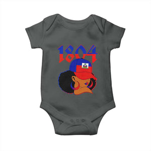 Haiti 1804 Curly Afro Queen Hoop Earrings Style Graphic Baby Onesie Haitian Heritage Pride TS02 Dark Heather Print Your Wear