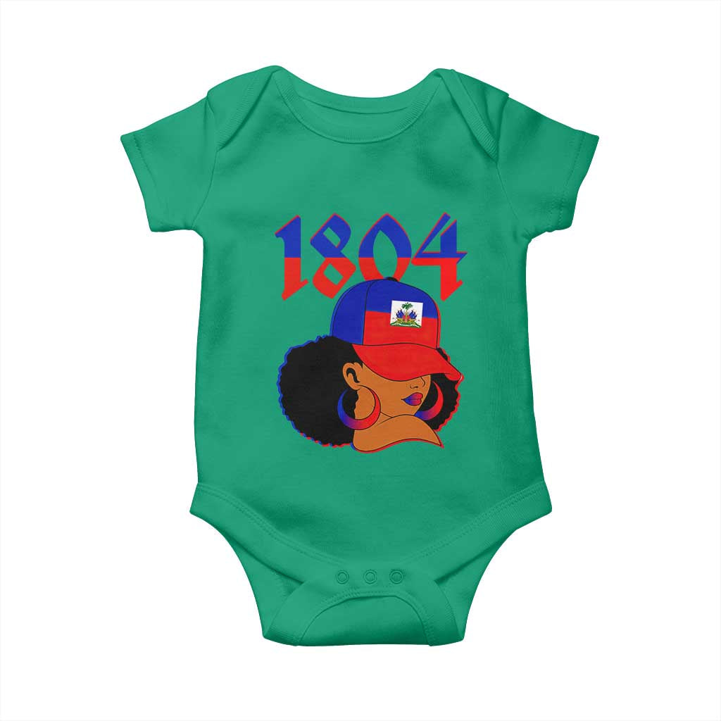 Haiti 1804 Curly Afro Queen Hoop Earrings Style Graphic Baby Onesie Haitian Heritage Pride TS02 Irish Green Print Your Wear