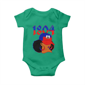Haiti 1804 Curly Afro Queen Hoop Earrings Style Graphic Baby Onesie Haitian Heritage Pride TS02 Irish Green Print Your Wear