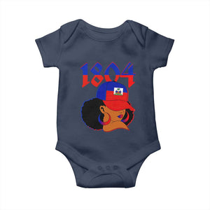 Haiti 1804 Curly Afro Queen Hoop Earrings Style Graphic Baby Onesie Haitian Heritage Pride TS02 Navy Print Your Wear