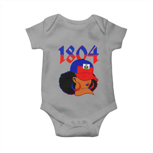 Haiti 1804 Curly Afro Queen Hoop Earrings Style Graphic Baby Onesie Haitian Heritage Pride TS02 Sport Gray Print Your Wear