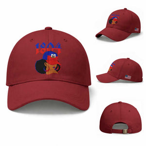 Haiti 1804 Curly Afro Queen Hoop Earrings Style Graphic Baseball Cap Haitian Heritage Pride TS02 Baseball Cap Universal Fit Cherry Red Print Your Wear