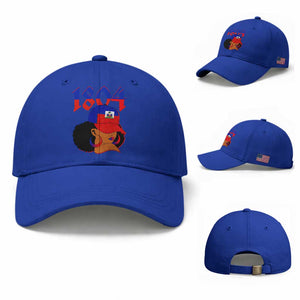 Haiti 1804 Curly Afro Queen Hoop Earrings Style Graphic Baseball Cap Haitian Heritage Pride TS02 Baseball Cap Universal Fit Royal Blue Print Your Wear
