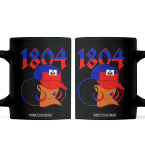 Haiti 1804 Curly Afro Queen Hoop Earrings Style Graphic Coffee Mug Haitian Heritage Pride TS02 Black Print Your Wear