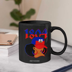 Haiti 1804 Curly Afro Queen Hoop Earrings Style Graphic Coffee Mug Haitian Heritage Pride TS02 Print Your Wear